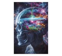Puzzle pour Adolescents75x50cm/1000pcs Cosmic Visionary Skull Casse-tête pour Adolescents - Décoration Murale pour Anniversaire, Noël 75x50cm/1000pcs