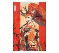 Puzzle pour Adolescents75x50cm/1000pcs Deer Geisha with Umbrella Casse-tête pour Adolescents - Décoration Murale pour Anniversaire, Noël 75x50cm/1000pcs