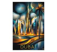 Puzzle pour Adolescents75x50cm/1000pcs Dubai Futuristic Cubism - Modern Geometric Skyline Puzzle pour Adultes - Jeux Relaxants - Décoration Intérieure - Cadeaux Anti-Stress 75x50cm/1000pcs