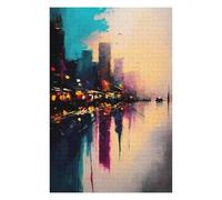 Puzzle pour Adolescents75x50cm/1000pcs Oil Paint City 2 Casse-tête pour Adolescents - Décoration Murale pour Anniversaire, Noël 75x50cm/1000pcs