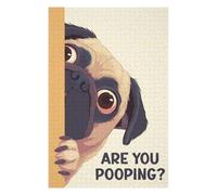 Puzzle pour Adolescents75x50cm/1000pcs Pug Peeking are You Pooping Puzzle pour Adultes : Jeux Relaxants, Défi Difficile pour Un Anniversaire Ou Noël 75x50cm/1000pcs