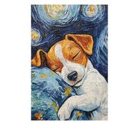 Puzzle pour Adolescents75x50cm/1000pcs Sleeping Jack Russel Terrier Starry Night Casse-tête pour Adolescents - Décoration Murale pour Anniversaire, Noël 75x50cm/1000pcs