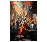Puzzle pour Adulte 1000 pièces, en Bois, pour Style rétro, Groupe de Jazz Vibrant (B ; 1000)