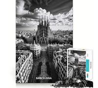 Puzzle pour adulte, 1000 pièces, Skyline de Barcelone avec Sagrada Familia, coupe sans couture, jeu d'art, cadeau, jeu lent, 38 x 52 cm