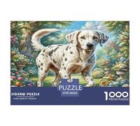 Puzzle pour Adulte Dogue Allemand Décoration Murale Chien tacheté dans Un Champ de Fleurs Jeu éducatif et détendu 1000pcs 38x26 cm