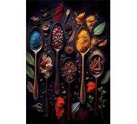 Puzzle pour Adulte - Puzzles 1000 pièces - Cuillères à épices de Cuisine - DIY Puzzles,Décoration Familiale,Cadeaux de Vacances Puzzle Jouet