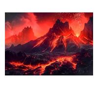 Puzzle pour Adulte - Puzzles 200 pièces - Lave volcanique Rouge - DIY Puzzles,Décoration Familiale,Cadeaux de Vacances Puzzle Jouet