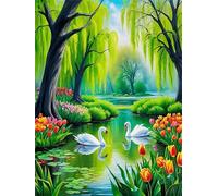 Puzzle pour Adulte - Puzzles 2000 pièces - Lac des Cygnes - DIY Puzzles,Décoration Familiale,Cadeaux de Vacances Puzzle Jouet