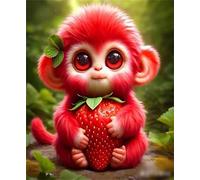 Puzzle pour Adulte - Puzzles 300 pièces - Fraise Singe Rouge - DIY Puzzles,Décoration Familiale,Cadeaux de Vacances Puzzle Jouet