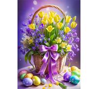 Puzzle pour Adulte - Puzzles 520 pièces - Panier de Fleurs de Pâques - DIY Puzzles,Décoration Familiale,Cadeaux de Vacances Puzzle Jouet
