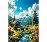 Puzzle pour Adulte - Puzzles 90 pièces - Refuges de Montagne Rivières - DIY Puzzles,Décoration Familiale,Cadeaux de Vacances Puzzle Jouet