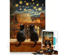 Puzzle pour Adultes 1000 Chats et Colisée Nuit étoilée,Jeu créatif de qualité supérieure,Divertissement pour Les Moments de détente,décoration de Noël (38x52cm)