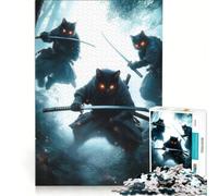 Puzzle pour Adultes 1000 Chats Ninjas avec épées Jeu Familial améliore la mémoire idéal comme Cadeau pour Toute la Famille 38x26cm