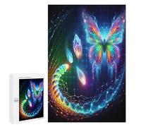 Puzzle pour Adultes 1000 PCS Abstract Butterfly with Glowing Elements Puzzle pour Adultes Jeu Familial Découpe De Précision Activités Amusantes À La Maison 1000 PCS