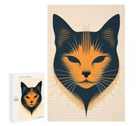 Puzzle pour Adultes 1000 PCS Abstract Cat Vector Portrait in Bold Orange Tones Puzzles pour Adultes Jeu Manuel pour Améliorer La Mémoire Cadeaux Uniques pour Un Anniversaire Et Noël 1000 PCS
