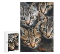 Puzzle pour Adultes 1000 PCS Adorable Tabby Kittens -1 Puzzles pour Adultes Course De Vitesse Manuelle Activité Parent-Enfant, pour Toute La Famille 1000 PCS