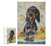 Puzzle pour Adultes 1000 PCS Black and Tan Coonhound Do Puzzles pour Adultes Jeu Manuel pour Améliorer La Mémoire Cadeaux Uniques pour Un Anniversaire Et Noël 1000 PCS