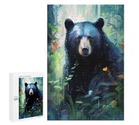 Puzzle pour Adultes 1000 PCS Black Bear in Forest Puzzles pour Adultes Course De Vitesse Manuelle Activité Parent-Enfant, pour Toute La Famille 1000 PCS
