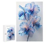Puzzle pour Adultes 1000 PCS Blue Iris Floral Puzzles pour Adolescents Jeux Relaxants Cadeaux pour Femmes Cadeaux Uniques pour Anniversaire Et Noël 1000 PCS