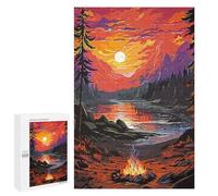 Puzzle pour Adultes 1000 PCS Bonfire by The Lake Puzzle pour Adultes Jeux Relaxants pour S'amuser en Famille Jeu Stimulant Cadeaux 1000 PCS