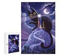 Puzzle pour Adultes 1000 PCS Cat and The Lighthouse Puzzles pour Adolescents Jeux Relaxants Cadeaux pour Femmes Cadeaux Uniques pour Anniversaire Et Noël 1000 PCS