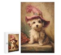 Puzzle pour Adultes 1000 PCS Charming Dog in Pink Hat Puzzles pour Adolescents Découpe De Précision pour Anniversaire, Noël Jouet Jeu Intellectuel 1000 PCS