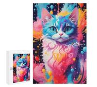 Puzzle pour Adultes 1000 PCS Colorful Abstract Cat Artwork Puzzles pour Adolescents Découpe De Précision pour Anniversaire, Noël Jouet Jeu Intellectuel 1000 PCS