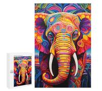 Puzzle pour Adultes 1000 PCS Colorful Elephant Artwork-7 Puzzle pour Adultes, Jeu De Réflexion, Cadeau pour Femmes, Activités Amusantes À La Maison, 1000 PCS