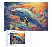 Puzzle pour Adultes 1000 PCS Colorful Oceanic Dreams Dolphin Serenity Puzzle pour Adultes, Jeu De Réflexion, Cadeau pour Femmes, Activités Amusantes À La Maison, 1000 PCS