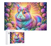 Puzzle pour Adultes 1000 PCS Colorful Rabbit with Flowers Puzzle pour Adultes, Jeu De Réflexion, Cadeau pour Femmes, Activités Amusantes À La Maison, 1000 PCS
