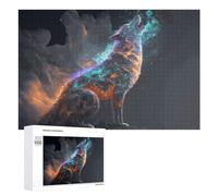 Puzzle pour Adultes 1000 PCS Colorful Wolf Howling in The Night Puzzles pour Adolescents, Jouet, Décoration Murale, Motif À Assembler, Interaction Parent-Enfant 1000 PCS