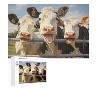 Puzzle pour Adultes 1000 PCS Curious Cows at The Fence Puzzles pour Adolescents, Jouet, Décoration Murale, Motif À Assembler, Interaction Parent-Enfant 1000 PCS