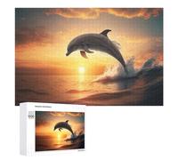 Puzzle pour Adultes 1000 PCS Dolphin Leaping at Sunset -3 Puzzles pour Adolescents, Jouet, Décoration Murale, Motif À Assembler, Interaction Parent-Enfant 1000 PCS
