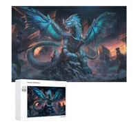 Puzzle pour Adultes 1000 PCS Dragon Vs. Warriors Epic Battle Scene Puzzles pour Adolescents, Jouet, Décoration Murale, Motif À Assembler, Interaction Parent-Enfant 1000 PCS