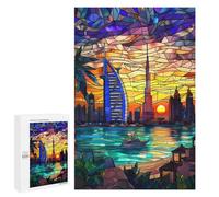 Puzzle pour Adultes 1000 PCS Dubai Sunset Skyline Puzzles pour Adolescents Jeu Manuel Décoration Intérieure Jeu Stimulant Cadeaux 1000 PCS