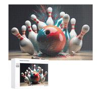Puzzle pour Adultes 1000 PCS Dynamic Bowling Strike Scene Puzzles pour Adolescents, Jouet, Décoration Murale, Motif À Assembler, Interaction Parent-Enfant 1000 PCS