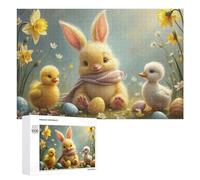 Puzzle pour Adultes 1000 PCS Easter Bunny with Ducklings Puzzle pour Adultes, Jeu De Réflexion, Cadeau pour Femmes, Activités Amusantes À La Maison, 1000 PCS