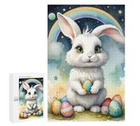 Puzzle pour Adultes 1000 PCS Easter Bunny with Rainbow Eggs Jeux De Puzzle Relaxants Décoration Parfaite Cadeaux Uniques pour Anniversaire Et Noël 1000 PCS