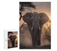 Puzzle pour Adultes 1000 PCS Elephant Walking at Sunset Puzzle pour Adultes, Jeu De Réflexion, Découpe De Précision, Cadeaux Uniques pour Anniversaire Et Noël 1000 PCS