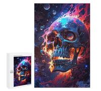 Puzzle pour Adultes 1000 PCS Fiery Galaxy Skull Puzzles pour Adolescents Jeu Manuel Décoration Intérieure Jeu Stimulant Cadeaux 1000 PCS