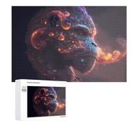 Puzzle pour Adultes 1000 PCS Fiery Gorilla Portrait Puzzles pour Adolescents, Jouet, Décoration Murale, Motif À Assembler, Interaction Parent-Enfant 1000 PCS