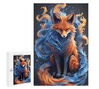Puzzle pour Adultes 1000 PCS Flame and Ice Fox Artwork Casse-tête pour Adolescents, Jeu De Réflexion, Course De Vitesse, Cadeaux d'anniversaire Et Originaux 1000 PCS