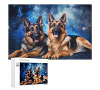 Puzzle pour Adultes 1000 PCS German Shepherd Dogs in Space Background Puzzle pour Adultes, Jeu De Réflexion, Cadeau pour Femmes, Activités Amusantes À La Maison, 1000 PCS