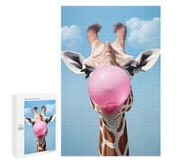 Puzzle pour Adultes 1000 PCS Giraffe and Bubble Gum Puzzles pour Adolescents Jeux De Société Difficile Difficile Est Idéal comme Cadeau 1000 PCS