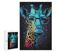 Puzzle pour Adultes 1000 PCS Giraffe Glasses Space Art Print Puzzles pour Adolescents Découpe De Précision pour Anniversaire, Noël Jouet Jeu Intellectuel 1000 PCS