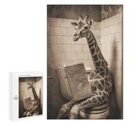 Puzzle pour Adultes 1000 PCS Giraffe Reading Newspaper in Bathroom-1 Puzzles pour Adultes Course De Vitesse Manuelle Activité Parent-Enfant, pour Toute La Famille 1000 PCS