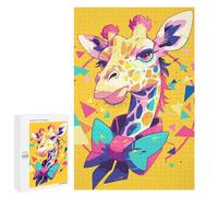 Puzzle pour Adultes 1000 PCS Giraffe with Bowtie Pop Art Portrait Puzzle Décoratif Mural Amusant Et Humoristique pour Une Interaction Parent-Enfant 1000 PCS