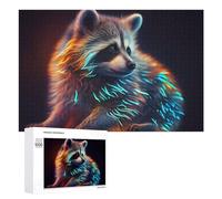 Puzzle pour Adultes 1000 PCS Glowing Neon Raccoon Artwork Puzzles pour Adultes Jeux Relaxants Améliore La Mémoire Difficile Et Stimulant 1000 PCS