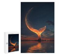 Puzzle pour Adultes 1000 PCS Glowing Whale Tail at Sunset Puzzles pour Adultes Jeu Manuel pour Améliorer La Mémoire Cadeaux Uniques pour Un Anniversaire Et Noël 1000 PCS