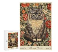 Puzzle pour Adultes 1000 PCS Grumpy Cat William Morris Floral Puzzles pour Adultes - Jeu Familial - Course De Vitesse Manuelle - Cadeaux Uniques pour Anniversaire Et Noël 1000 PCS